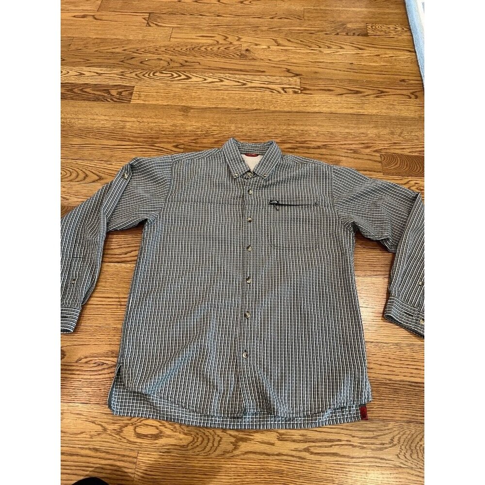 The North Face Hiking Shirt Mens XXLarge Gray Check Plaid Button‎ Up Long Sleeve